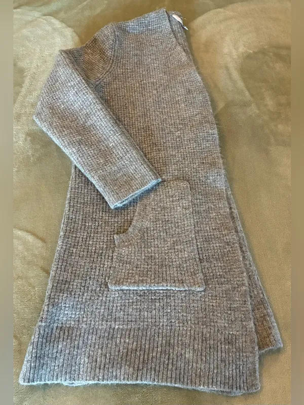 Time & Tru Cozy Open-Front Gray Women's Cardigan Sweater Size Large - Image 8