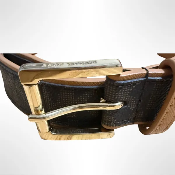 Michael Kors Brown and Gold Belt. Size M - Image 3