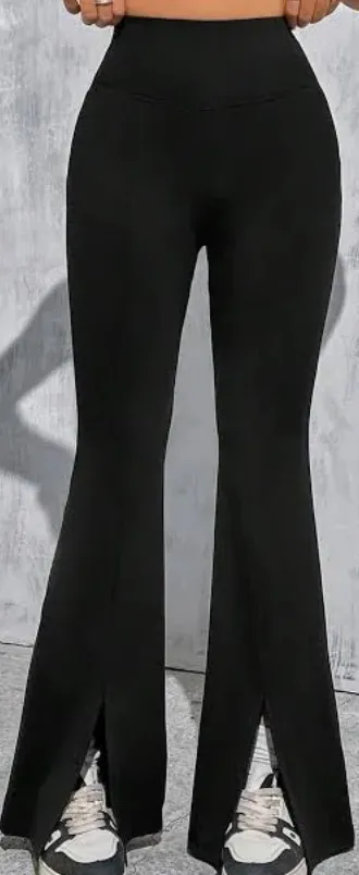 Primark NWT black High Waist Flared Front Slit Stretchy Black leggings - Image 4