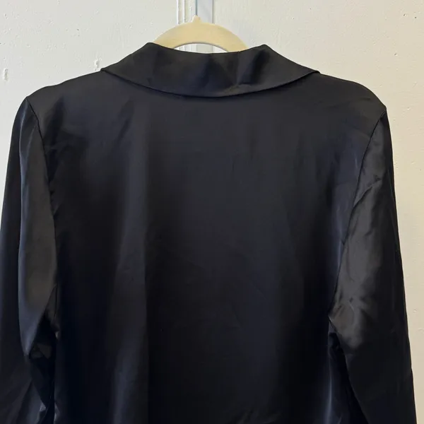 Juicy Couture Black Satin Feather Trim Pajama Top Rhinestone JC‎ Logo Mens Small - Image 6