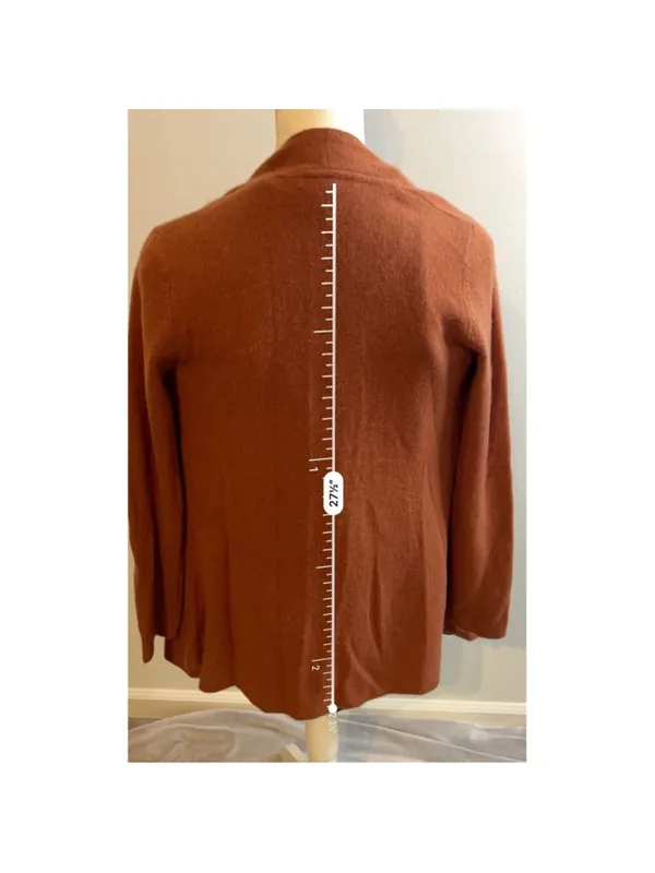 100% Cashmere Orange Cardigan Sweater SMALL - Image 5