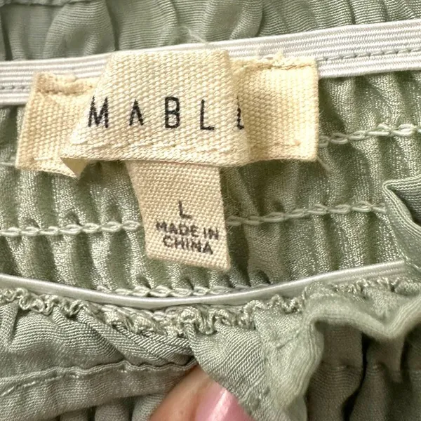 Mable L Light Green‎ Badale Smocked Ruffles Fitted Mini Dress Satin Stretch - Image 7