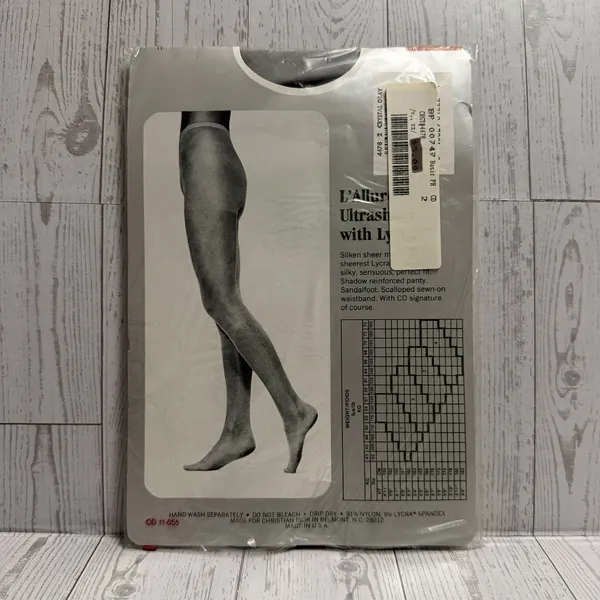Christian Dior 4478 L'ALLURE Ultra Sheer Panty Top Crystal Gray Size‎ 2 Vintage - Image 5