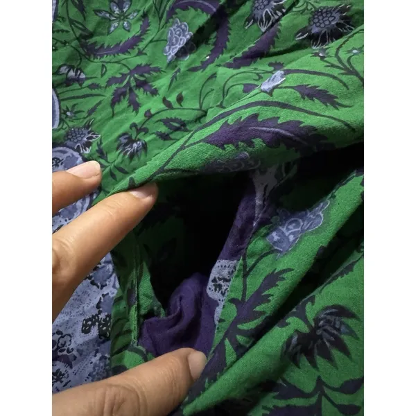 Chic Only Necessities Green Purple Floral Moo Moo Gown ‎ BabyDoll Pockets 14/16 - Image 4