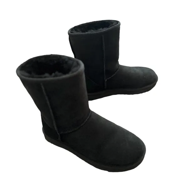 UGG Classic Short II Black Suede Shearling Winter Boots Size 7 - Image 7