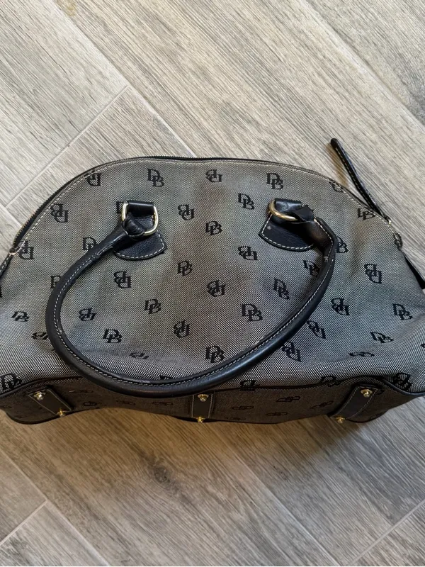 Dooney & Bourke Vintage Rare Zip Satchel Black & Gray - Image 3
