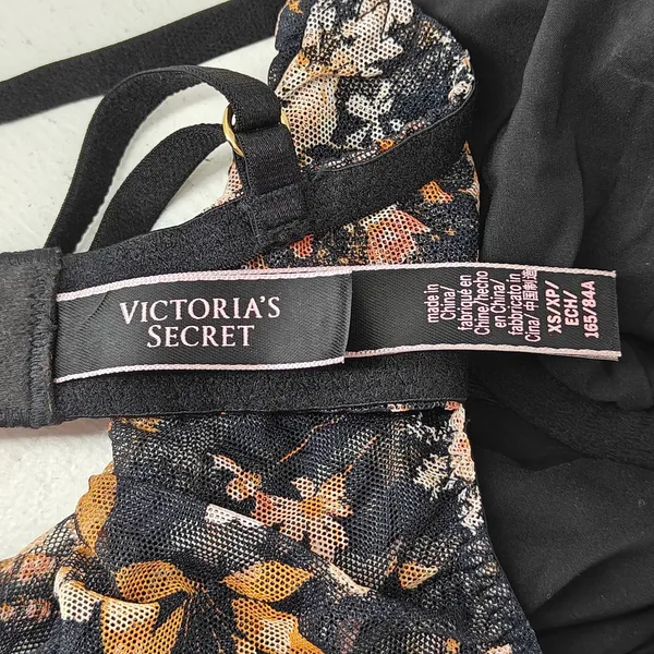 Victoria's Secret Multicolor Floral Black Mesh Top Womens Xsmall - Image 3