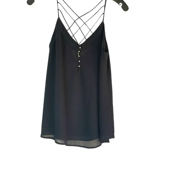 Naked Zebra Black Draped Racerback Tank Top- With Silver Buttons Size S - Image 4