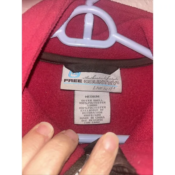 Free Country Authentic Lifestyle Jacket Size Medium Red Brown Full Zip Pockets - Image 2