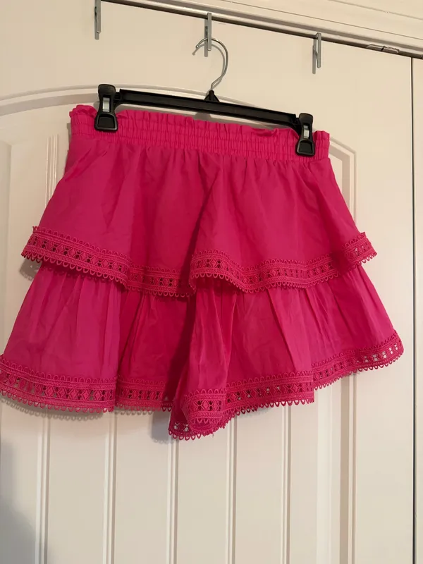 Francesca's Hot Pink Tiered Skort - Image 4