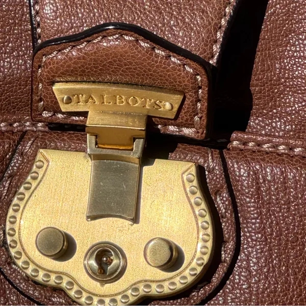 Talbots Rich Brown Leather Satchel with Gold Hardware - Image 2