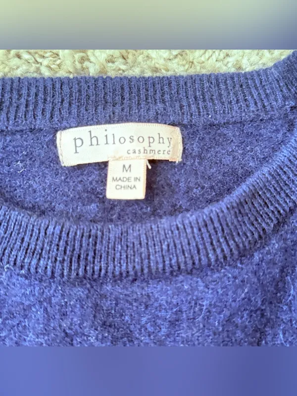 Philosophy Sweater Womens Medium Blue Cashmere Polka Dot Luxury Minimalist - Image 3