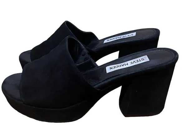 Steve Madden chunky platfom black suede mules - Image 3