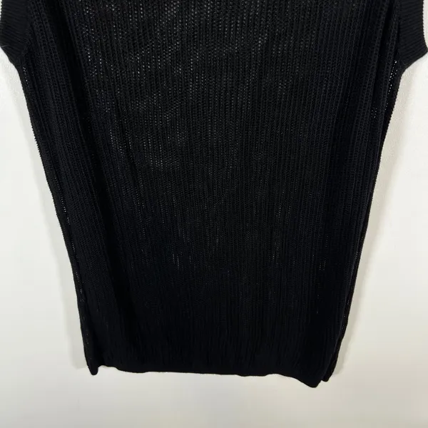 Zara Women Black Open Knit Tank Top‎ Scoop Neck Mesh Sleeveless Womens Large NWT - Image 8