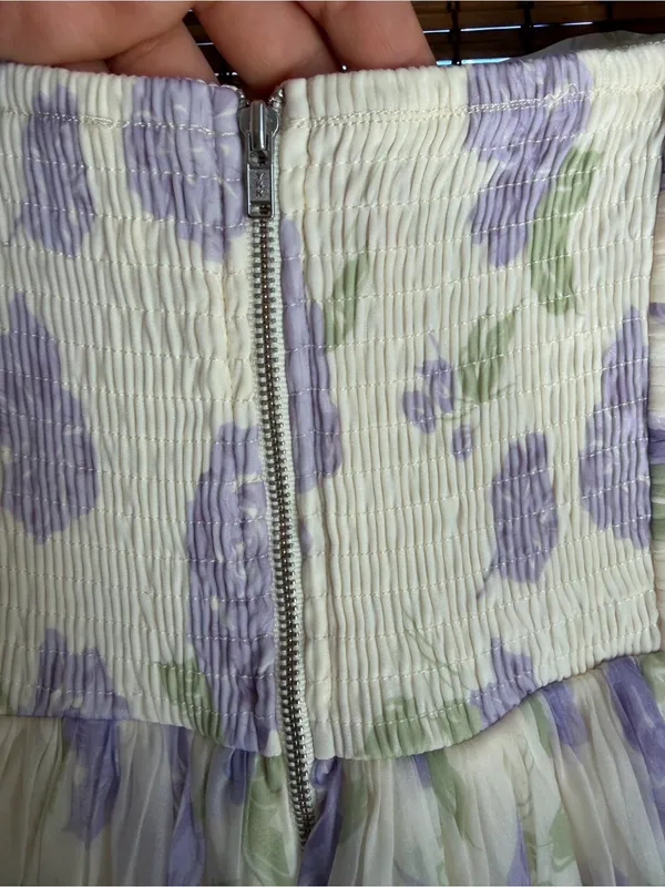 Rosberi Elle Lavender Rose Floral Bustier Tie Strap Maxi Dress XS - Image 8