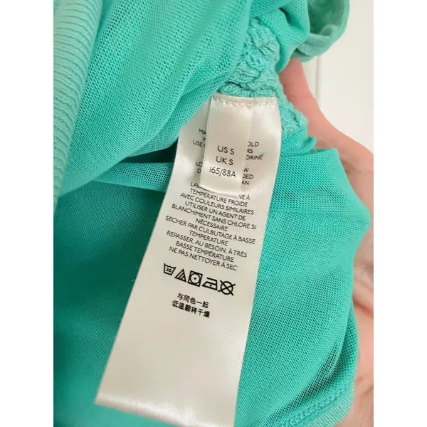 Free People Crop Top Womens Small Mint‎ Green Tie Shoulder Ruched Ribbed Boho - Image 7