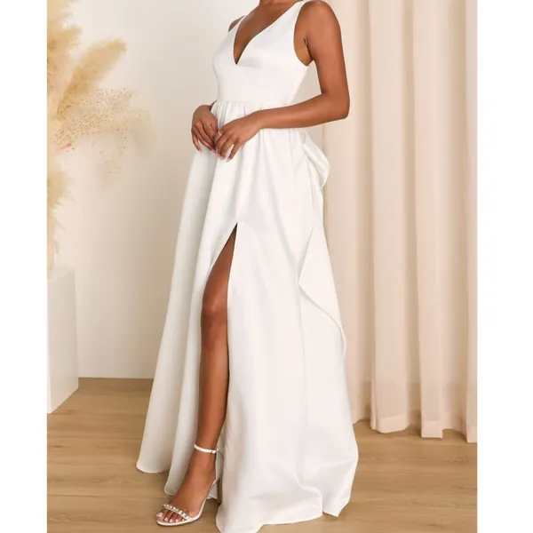 Lulus Lux Bridal NWOT Blissfully Beloved Ivory Backless A-Line Bow Wedding Dress - Image 6