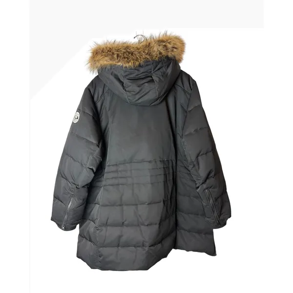 Arctic Expedition Down Puffer Coat Women 5X Black Quilted Faux Fur Parka Winter - Image 3