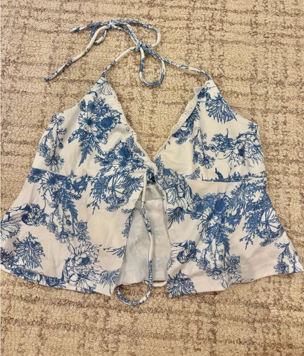 Blue Tie Top White Size XS - Image 3