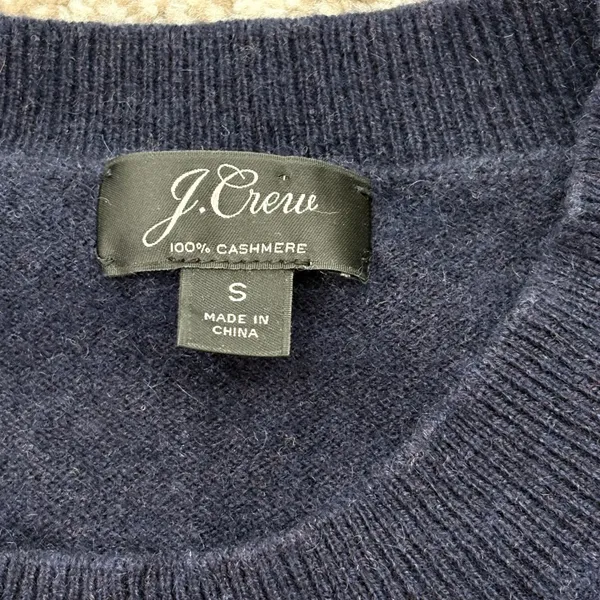 J.Crew‎ Cashmere Sweater Women SM Navy Blue Pop Art Graphic Intarsia Knit Top - Image 6