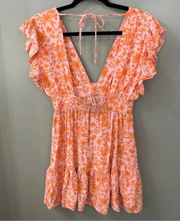 STILLWATER Jessie Mini Dress Summer Sorbet Mini Dress Floral Print Size Small - Image 2
