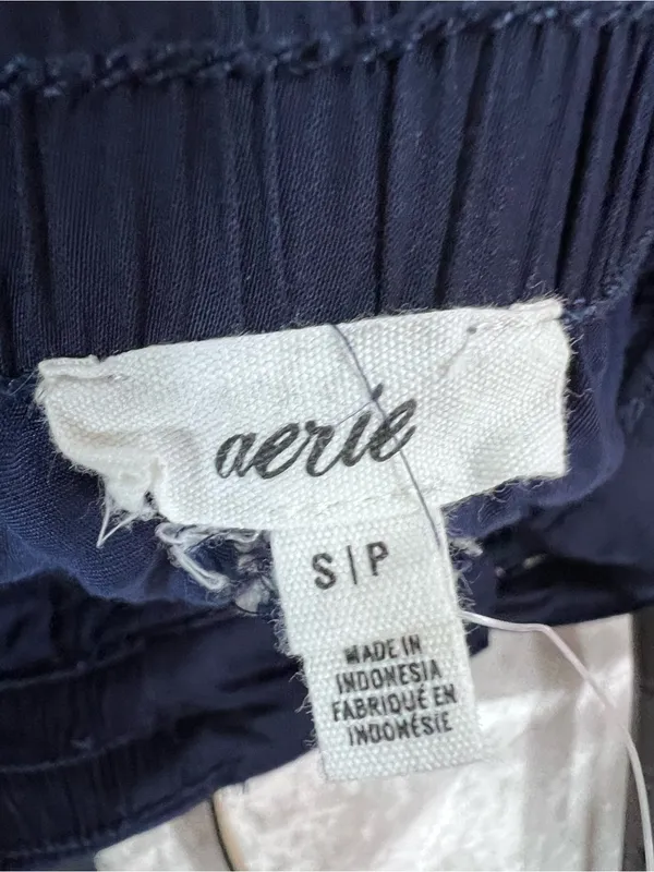 aerie Wide-Leg Satin Pants in Navy Women's - Image 4