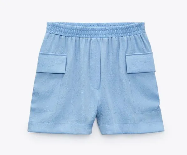ZARA Satin Effect Cargo Shorts, Size M - Image 4