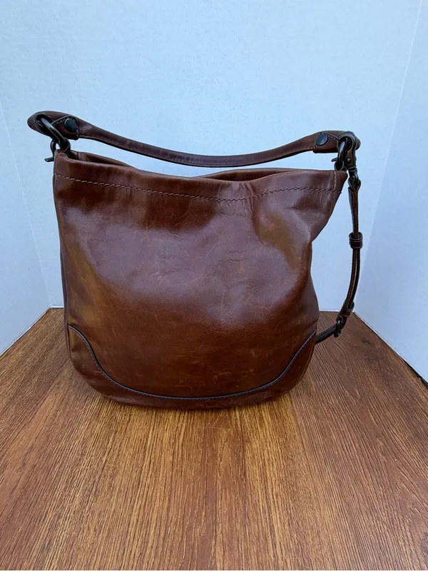 Frye Melissa Leather Convertible Hobo Crossbody Shoulder Bag Brown - Image 10