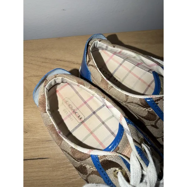 COACH Barrett Signature Canvas Sneakers Women's Size 7.5 Brown Khaki Blue L - Image 7