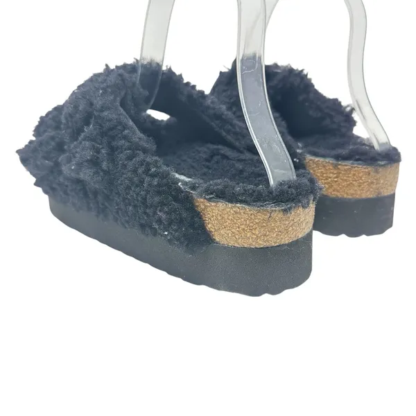 Birkenstock Papillio Arizona Big Buckle Shearling Sandals Teddy Black Size 36‎ - Image 9