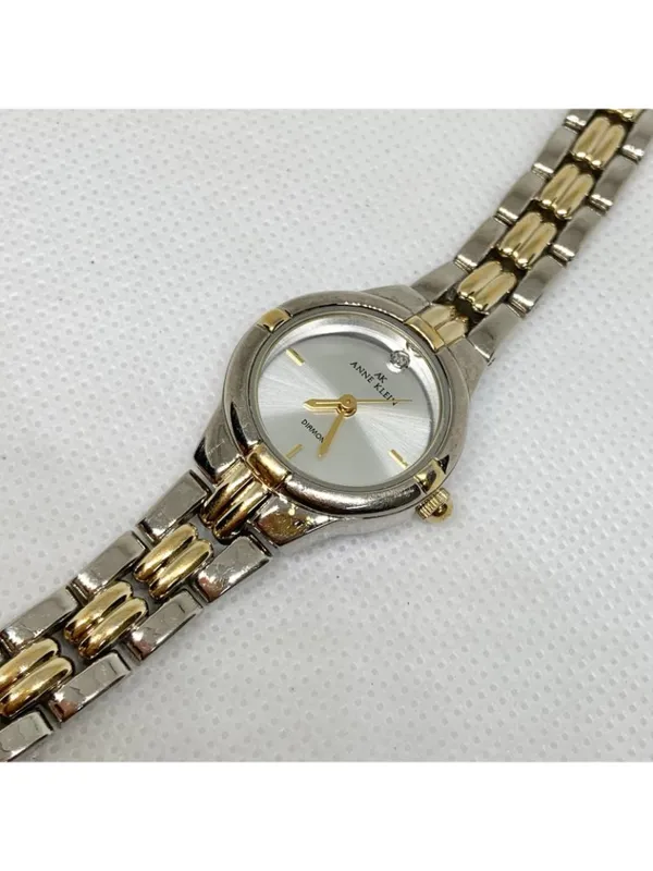 Anne Klein gold silver tone watch 23mm quartz analog adjustable links running - Image 2