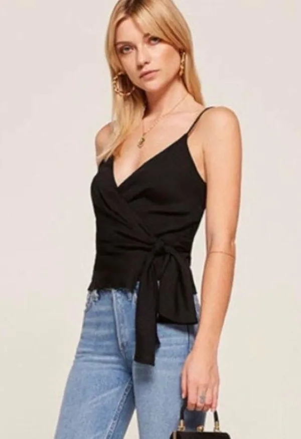 REFORMATION IIona Wrap Top In Black - Image 2