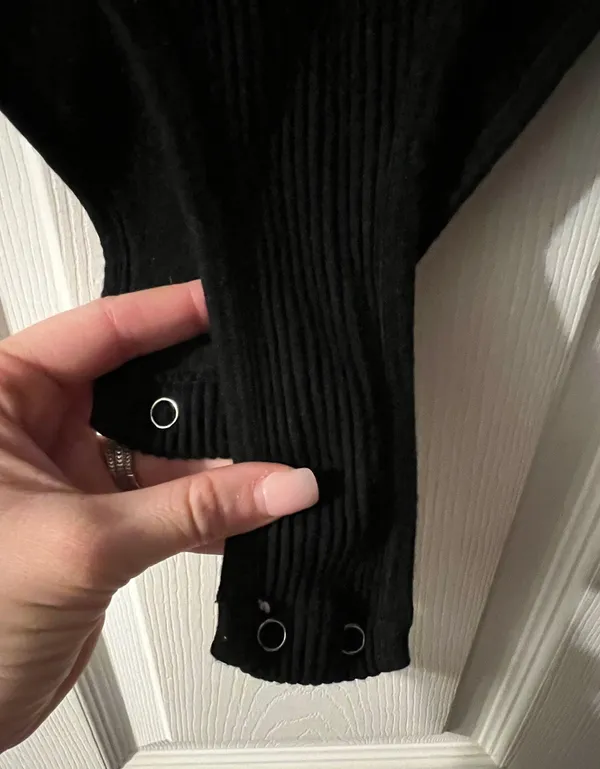 Black Ribbed Bodysuit Size M - Image 7