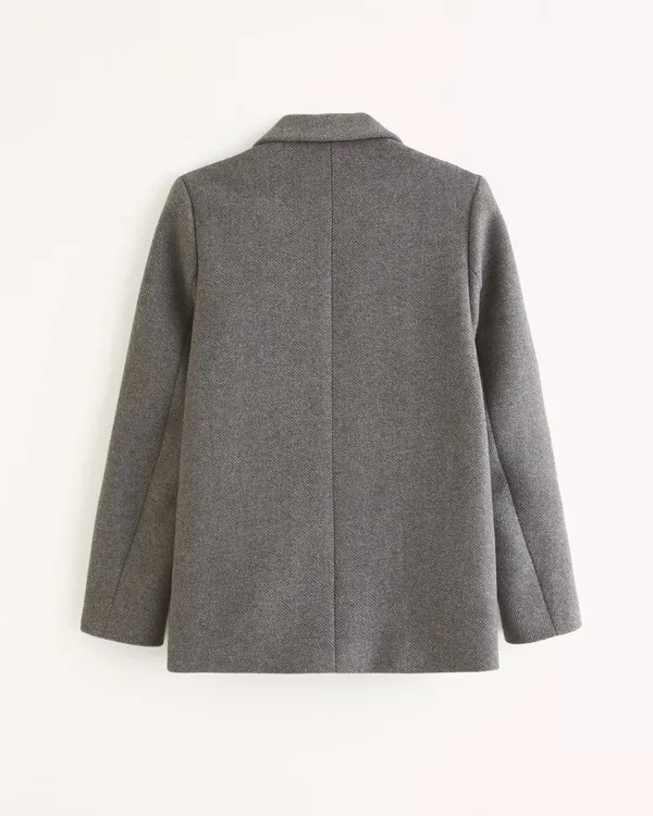 Abercrombie and Fitch AnF Gray Heavyweight Wool Blend Blazer Coat Jacket Fall - Image 6