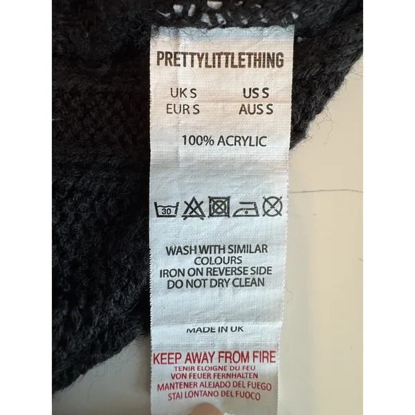 PrettyLittleThing Cable Knit Shrug Sweater Women’s S Black Extreme Crop Bolero - Image 6