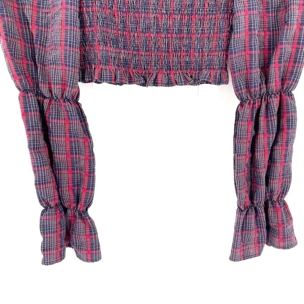 ZARA Plaid Cropped Grunge Punk Long Sleeve Blouse Top - Image 4