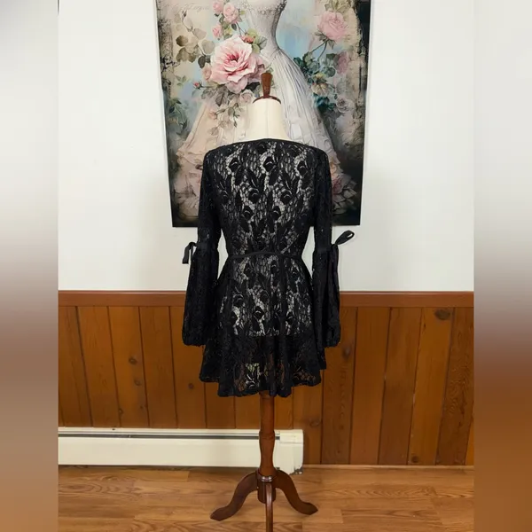Super Cute Free People Ruby Black Lace Mini Dress! - Image 6