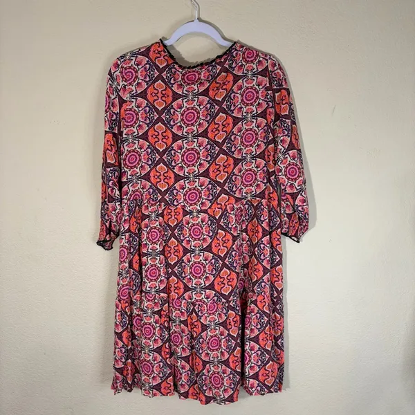 Natural Life Pink Red Floral Paisley Boho Tunic Dress Sz S Boho Cottagecore Cute - Image 6