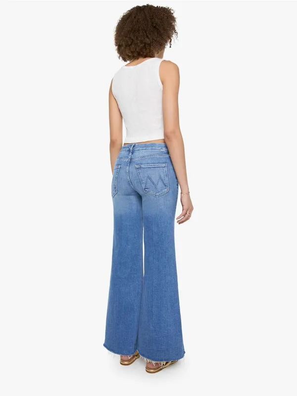 MOTHER The Roller Fray Wide Leg Jeans in Fan Favorite Sz 28 - Image 4