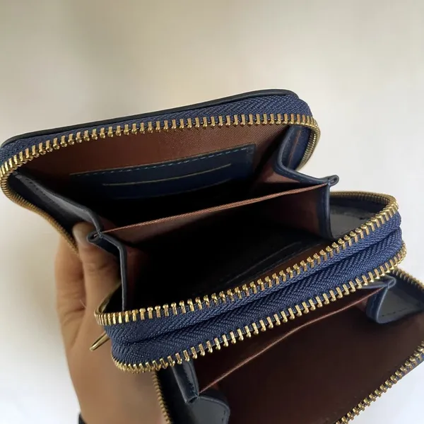 Forever Young‎ korea navy blue multi zipper pouch clutch wallet credit cards - Image 6