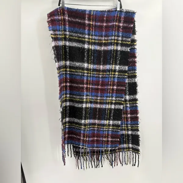 Urban Outfitters Women’s Fuzzy Purple Plaid Winter Layering Polyester Scarf - Image 10