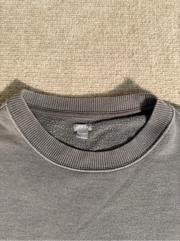 Aerie Women’s Charcoal Gray Cozy Split Hem Oversized Crewneck Sweatshirt - XS - Image 2