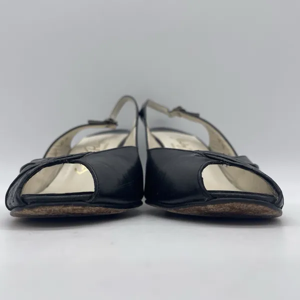 Vtg Stanley Phillipson Womens 9.5 SS‎ Heels Black Leather Slingback Open Toe USA - Image 10