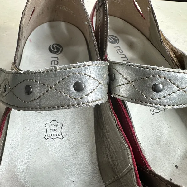 Remonte Mary Jane‎ Flats Leather Red Metallic Boho Womens 40 US 9 - Image 8