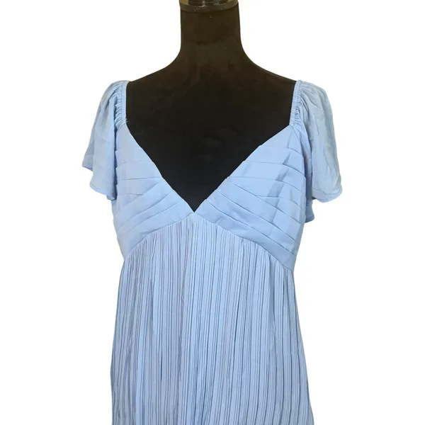Lulus Amalfi Coast Light Blue Pleated Flutter Sleeve Mini Dress XL Coquette - Image 5