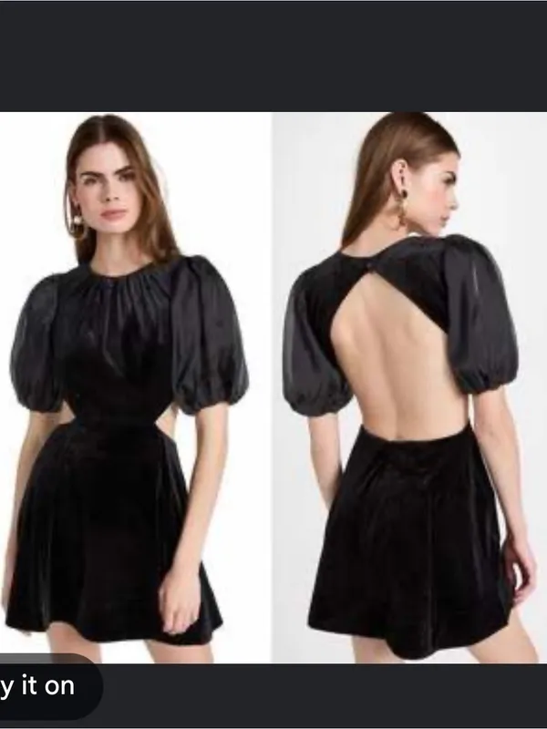 BARDOT Kiah Mini Puff Sleeve Backless Velvet Mini Dress - Image 3