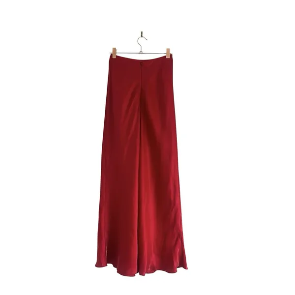 Vintage Cache Red Satin Maxi Skirt Size XS Bias Cut 90s CBK Minimalist Long Slip - Image 4