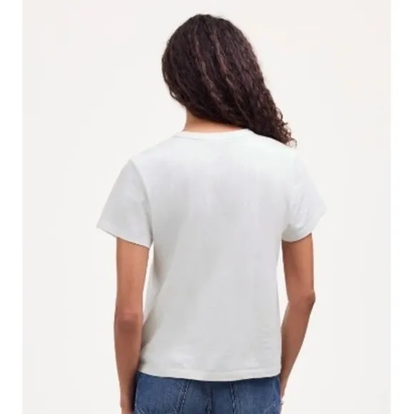 Madewell Top Womens 2XS White‎ Crewneck T Shirt Cotton Jersey Tee Basic NS581 - Image 2
