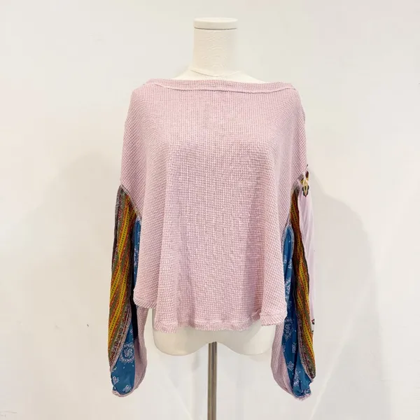Free People Blossom Thermal XS Cottagecore Boho‎ Peasant Fairy Floral Waffle Top - Image 3