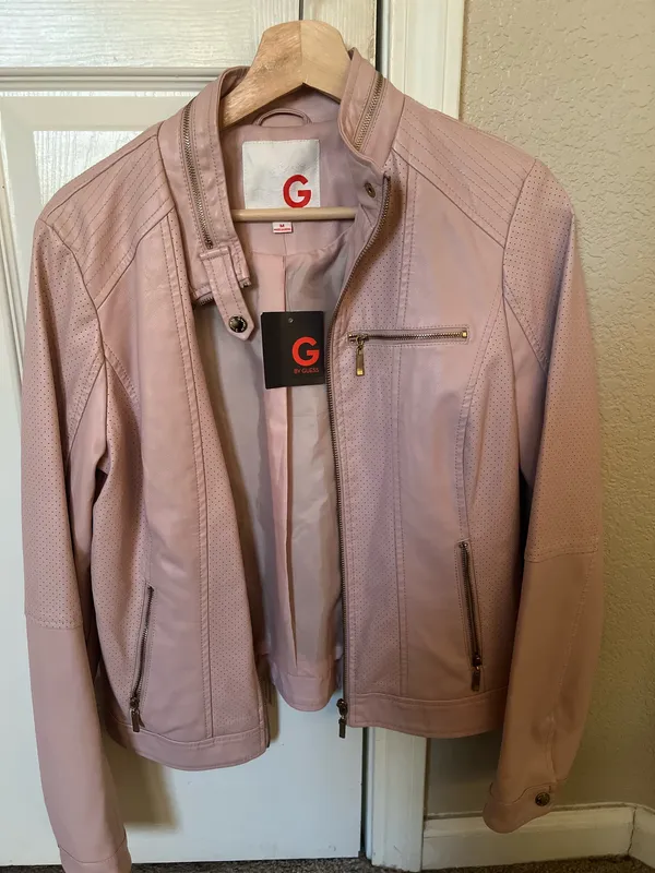 Guess Cropped Faux Leather Moto Jacket - Image 2